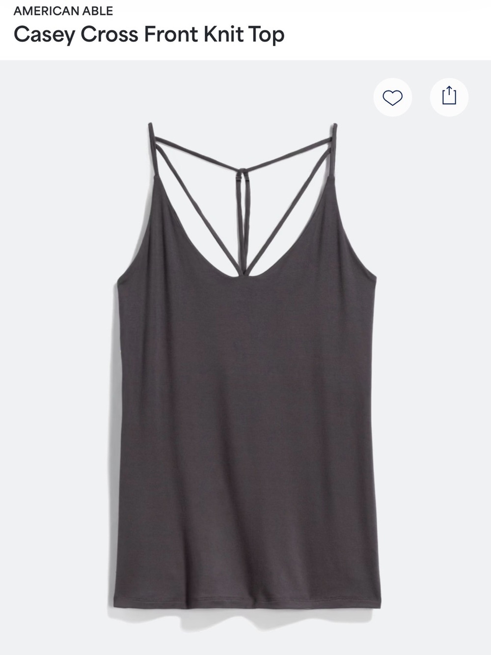 American Able Casey Cross Front Knit Tank - Charcoal